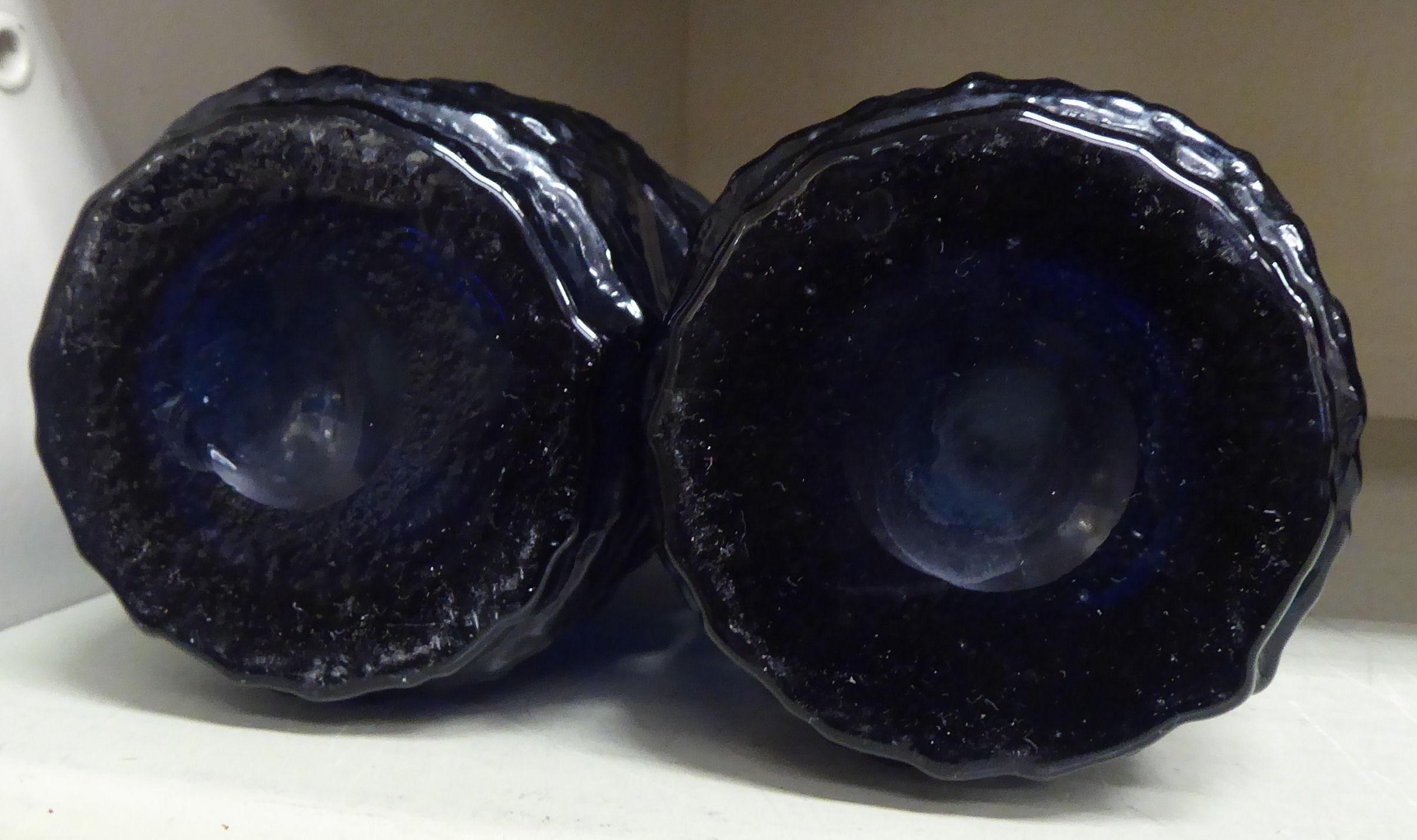 A pair of Ruda Glasbruk of Sweden, ocean blue coloured glass vases, designed by Gotte Augustsson - Image 3 of 3