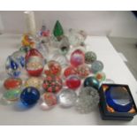 Glass, ornaments and paperweights: to include an Isle of Wight glass cylindrical vase  5"h  boxed