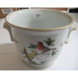 A Herend porcelain jardinière, decorated with birds and insects  6"h