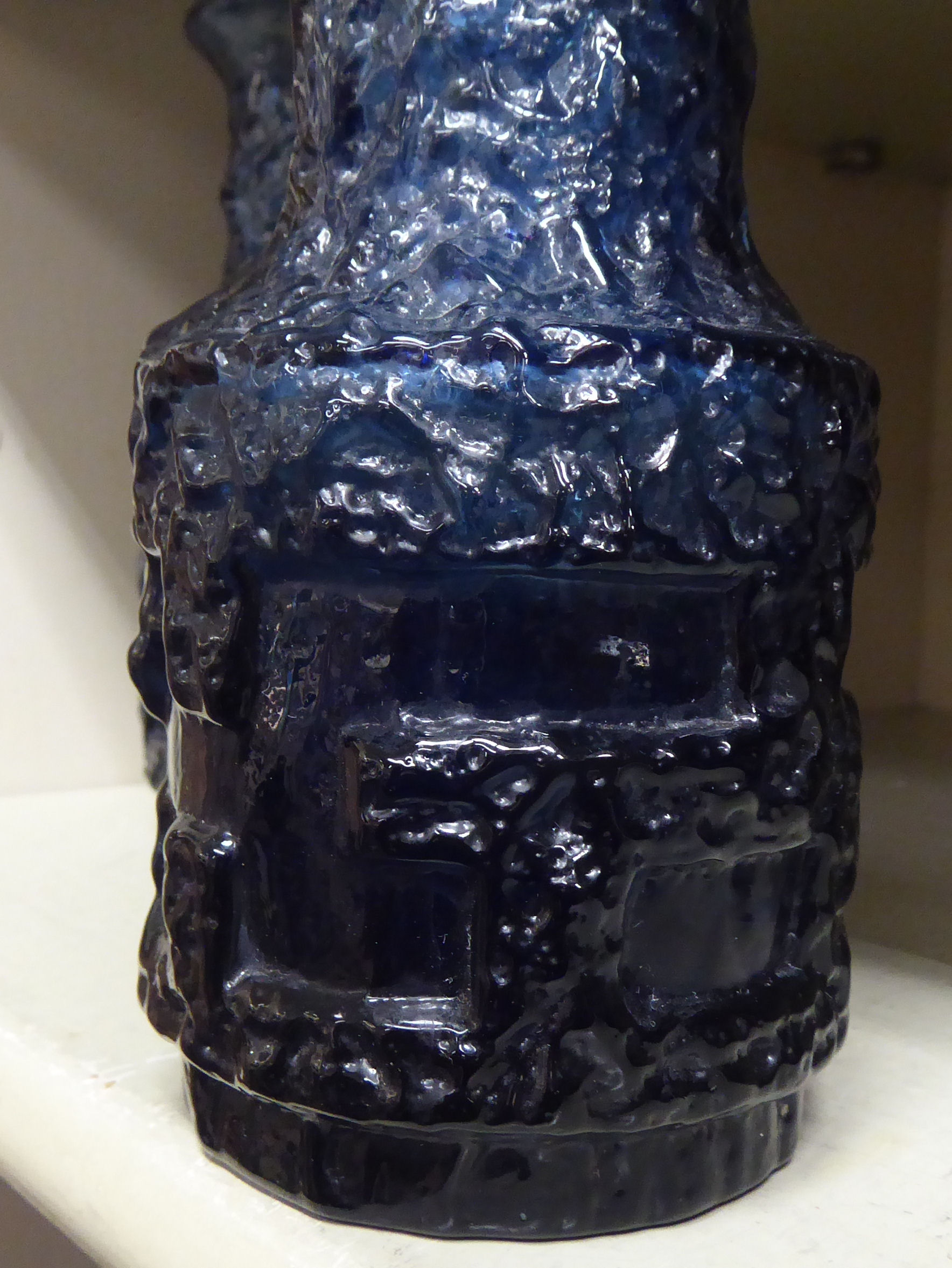 A pair of Ruda Glasbruk of Sweden, ocean blue coloured glass vases, designed by Gotte Augustsson - Image 2 of 3