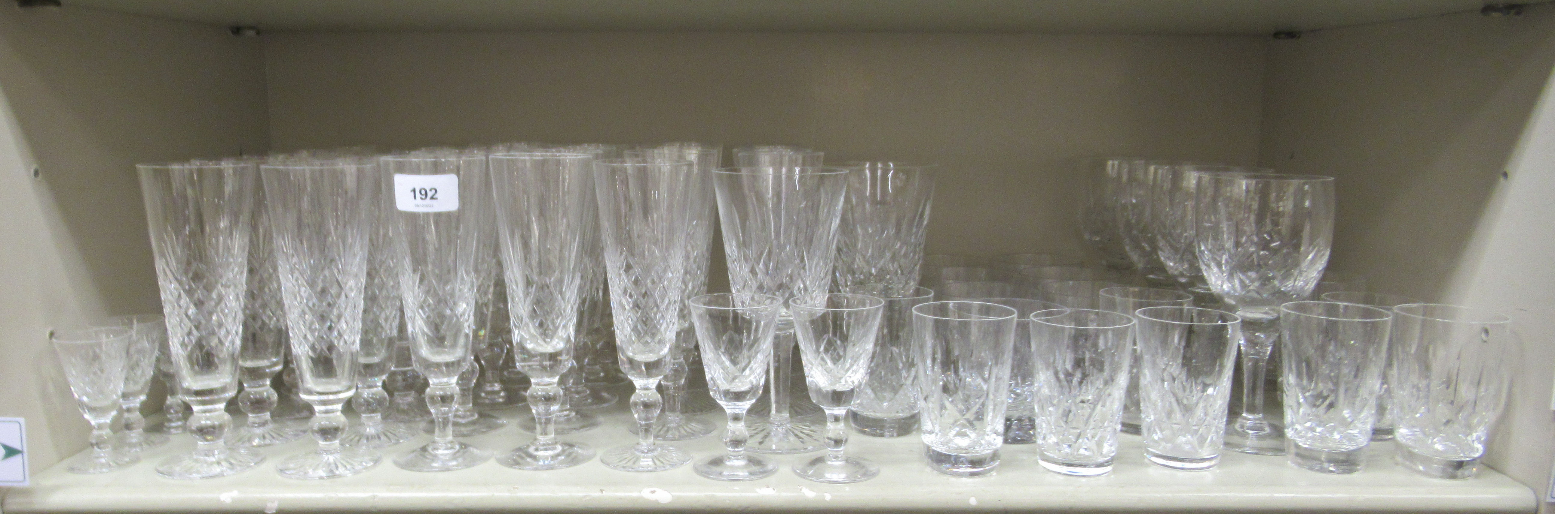 Glassware: to include a set of twenty Stuart Crystal Champagne flutes