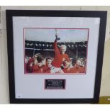 A photographic print celebrating England's 4-2 1966 World Cup victory, bearing the signatures of Sir