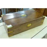 A late 19thC brass band mahogany box, later converted to a canteen chest, having two removeable