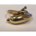 A 9ct gold dolphin ring