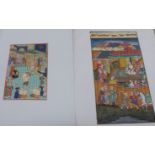 Two Indian figural studies: to include a wrestling match and a horse racing scene  watercolours