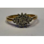 A 9ct gold diamond cluster ring