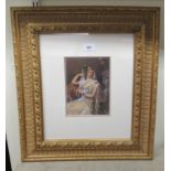 A late 19thC study, a seated Roman Princess  watercolour & body colour  8" x 6"  framed