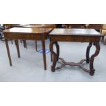 Small furniture: to include a late 19thC Continental walnut side table, raised on splayed legs  28"h