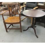 Small furniture: to include a George II mahogany pedestal table, raised on a tripod base  27"h  24"