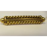 A late Victorian 15ct gold ropetwist design bar brooch