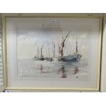 Meriel Campbell - a harbour scene  watercolour  bears a signature  15" x 25"  framed