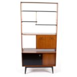 G-Plan: a 'Librenza' afrormosia teak and ebonised room divider/bookcase.