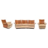 G-Plan: a vintage 'Tulip' pattern three-piece lounge suite.