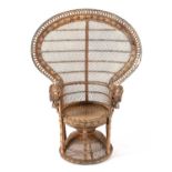 An Emmanuelle wicker peacock chair, 1970's