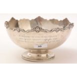 A silver presentation bowl, by J B Chatterley & Sons Ltd,