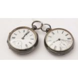 Two silver cased open faced pocket watches,