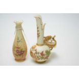 Royal Worcester ewer; and Royal Worcester Solifleur vase.