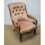 A Victorian mahogany button back armchair