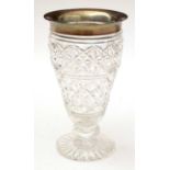 A 1920s silver-mounted cut glass vase.