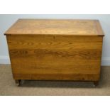 A substantial oak two-handled blanket box