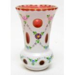 A Bohemian hand-painted glass vase