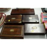 Five Victorian rosewood cased drawing instrument sets