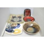 Collection of contemporary Studio Pottery and glassware.