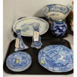 Selection of blue and white decorative ceramics, various makers.