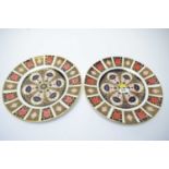 Pair of Royal Crown Derby Imari pattern dinner plates.