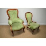 Victorian armchair and Victorian lady's easy chair