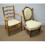 Early 20th C occasional chairs; and a Victorian nursing chair.