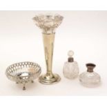 A group of small silver items including a bon bon dish.