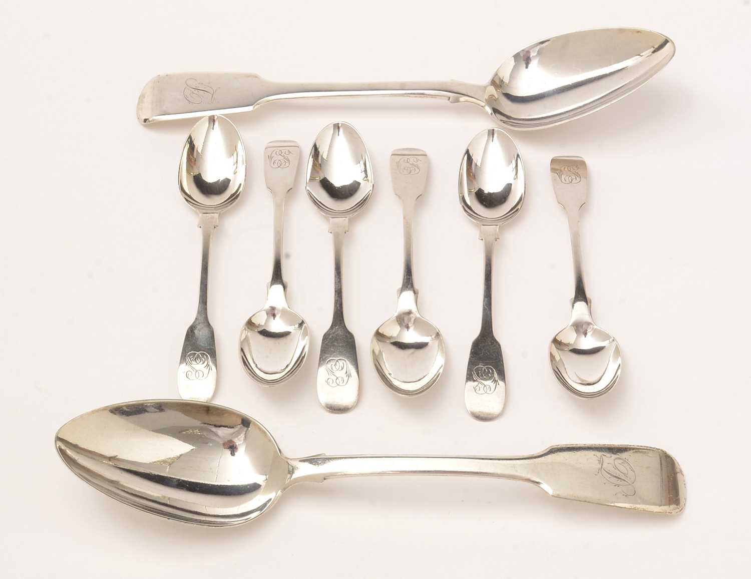 Georgian silver table and teaspoons.