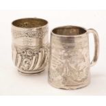 Two silver christening mugs