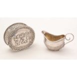 A Victorian silver trinket box and jug.