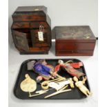 Japanese miniature chest, jewellery box and other items.