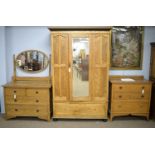 1920's oak wardrobe, similar chest and chest of drawers