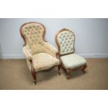 A Victorian armchair and a Victorian lady's easy chair