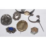 Jewellery and watches, including a Victorian mourning brooch.