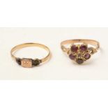Two Victorian yellow-metal and gemstone rings.