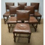 Six carved oak dining chairs