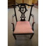 A late 19th C George III style mahogany carver chair