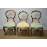 Three Victorian balloon back chairs.