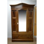 An Edwardian mahogany and satinwood banded wardrobe