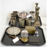 Selection of silver-plate, pewter and brassware.