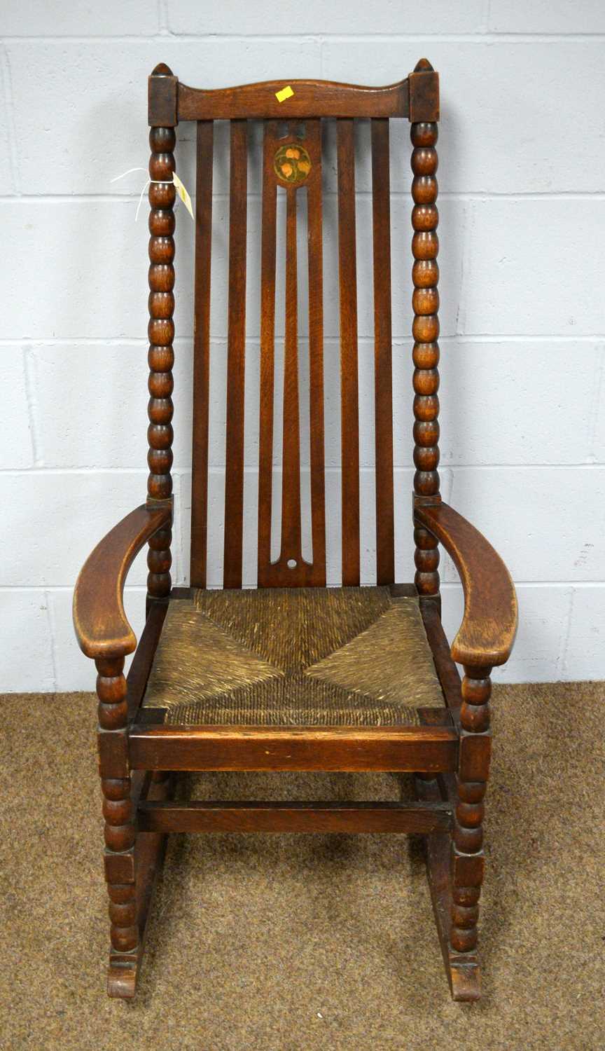 Arts & Crafts oak rocking chair. - Image 2 of 2