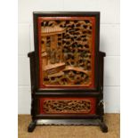 Late 19th/early 20th C carved Chinese firescreen.