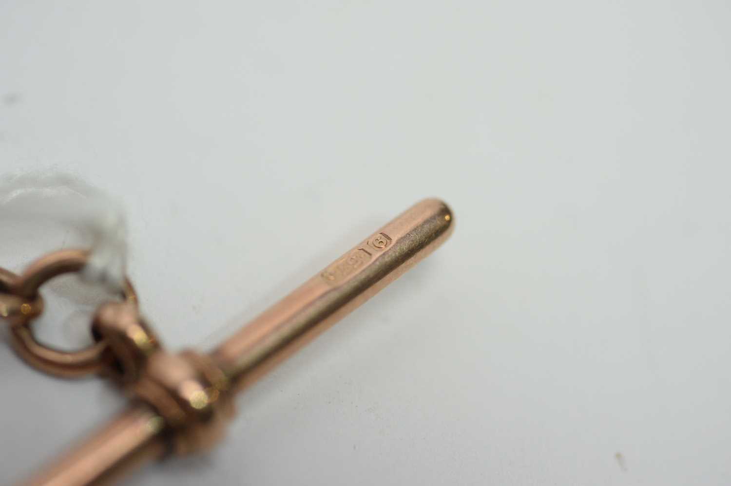 An antique 9ct rose gold double Albert watch chain - Image 2 of 2