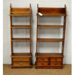 Pair of 20th C waterfall bookcases.