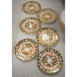 Set of six Royal Crown Derby 'Imari' pattern plates.